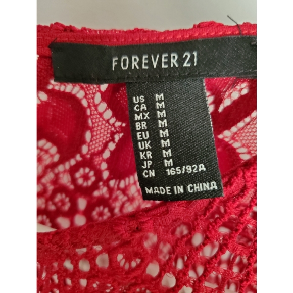 Lace Crop top, Red, sweetheart, Size M - Picture 5 of 6